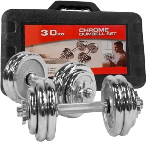 30kgs Chrome Barbell Set with Dumbbell Bars & Case