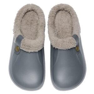 Beslip Classic Fur Lined Clogs Waterproof Winter Fuzzy Slippers for Women Men Indoor Outdoor